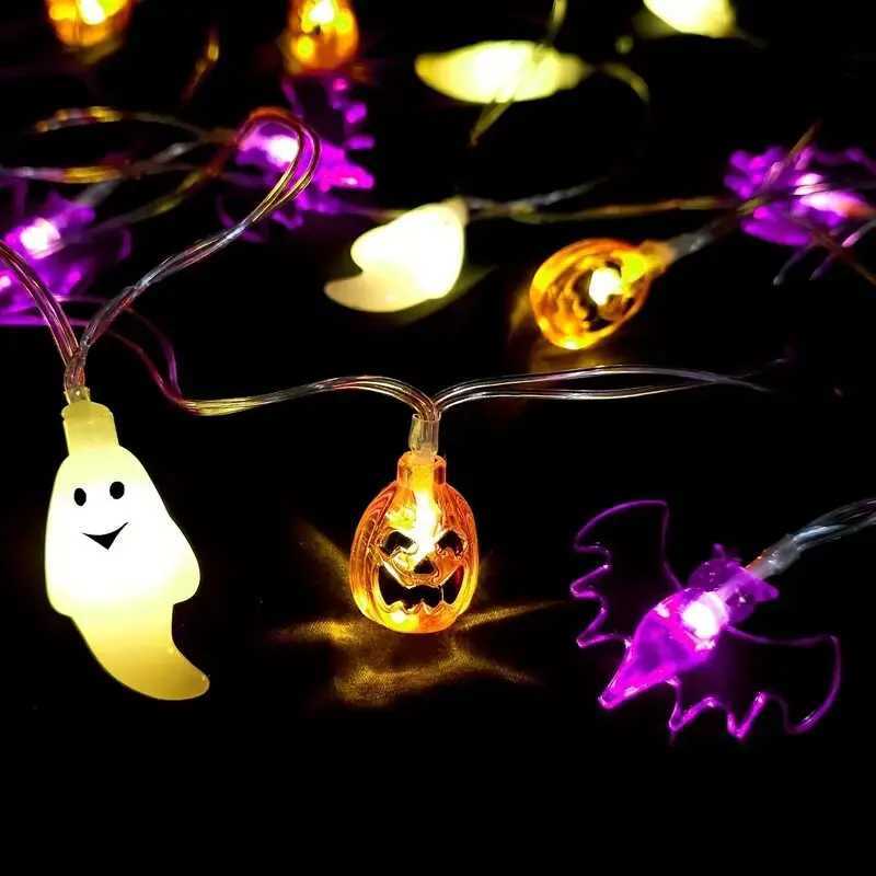 1PC LED Halloween String Lights Bat Ghost Pumpkin Festival Decorative Lights Battery Operated Lamp For Indoor Halloween Decor XJ250804