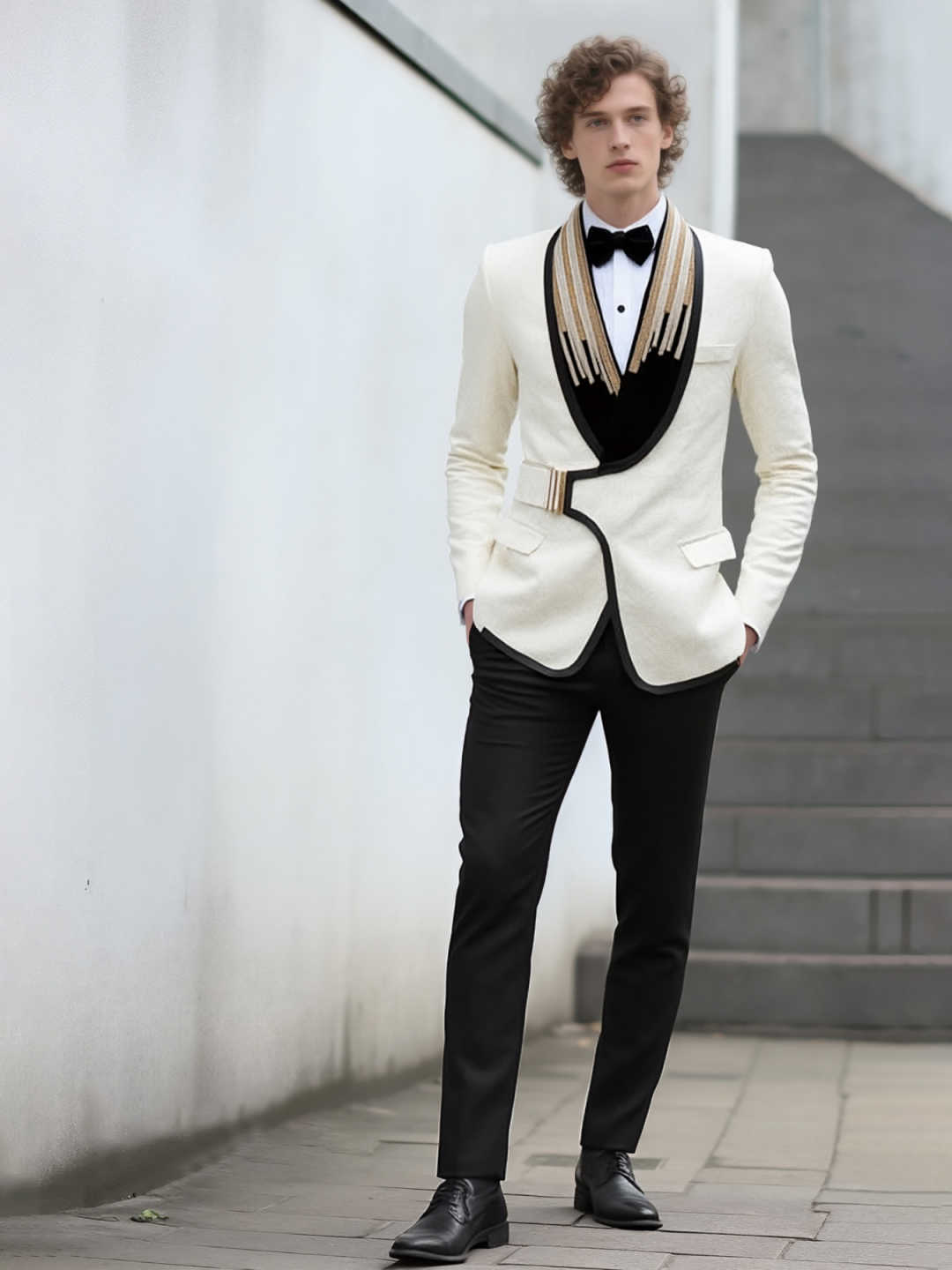 Fashion Wedding Tuxedos With Buckle Beaded Jacquard Men Suits Shawl Lapel 1 Piece Set Jacket Handsome Groom Blazers Customized