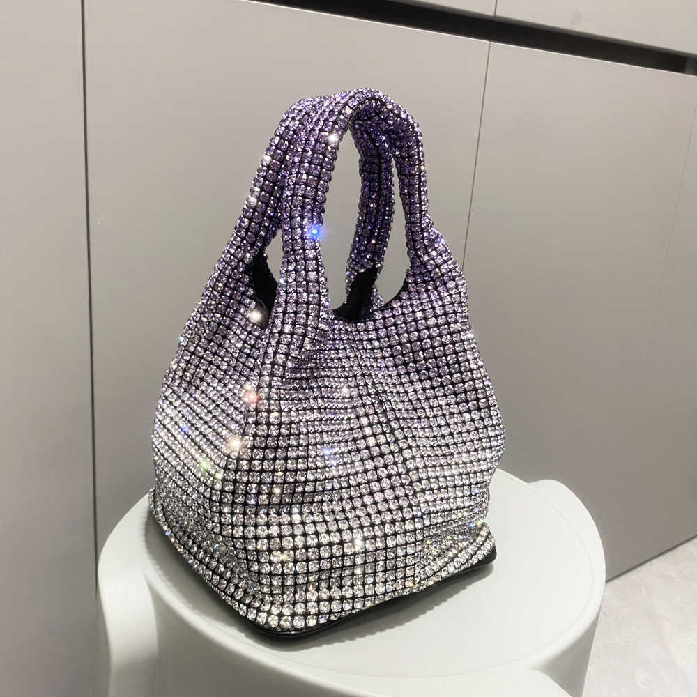 designer bag Women's bag 2025 Rhinestone bag gradually changing color Portable bucket bag Single shoulder diagonal chain bag Small bag Handbag