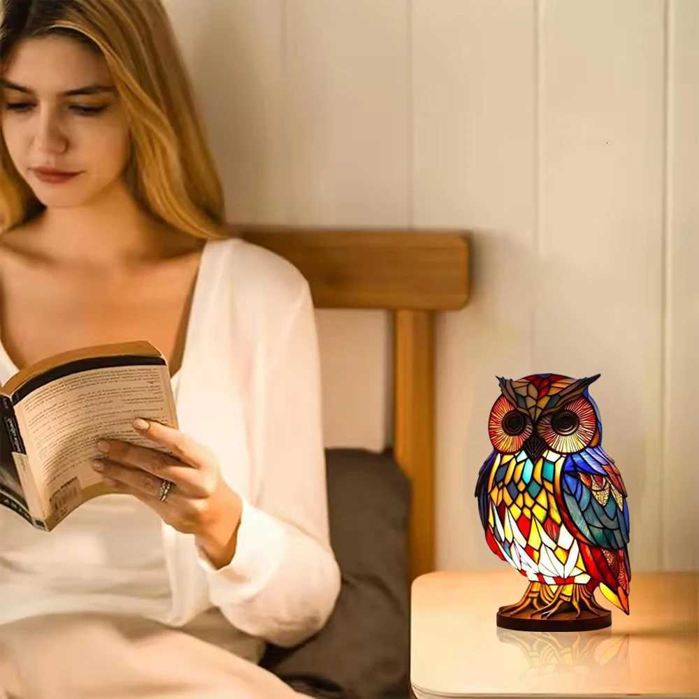 LED Resin Owl Night Light Soft and Warm Light Bedside Decoration Light Creative Resin Animal Art Home Desktop Ornament Lamp XJ250804