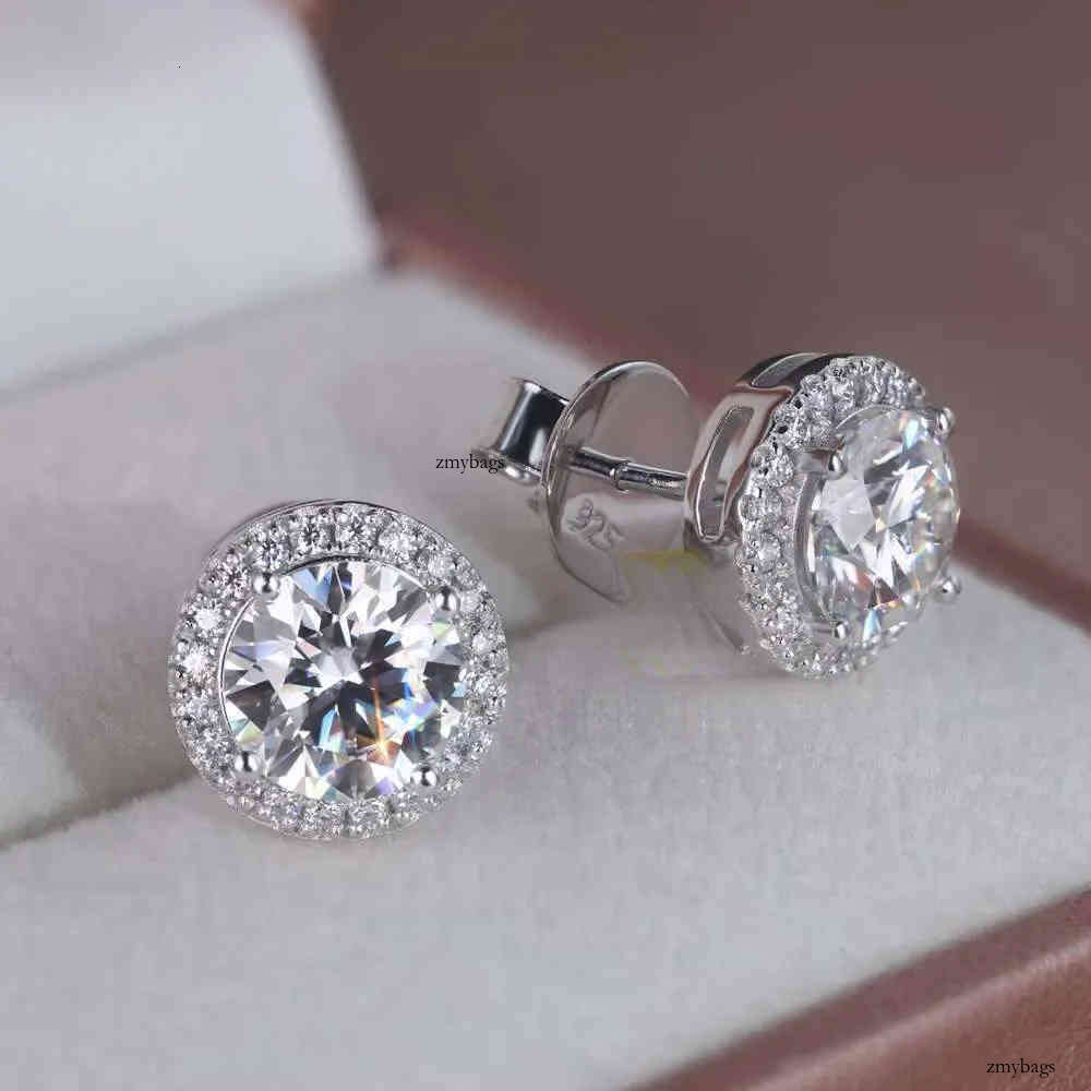 Wholesale Options Available Fine Sterling Sier 5mm 6.5mm 8mm Moissanite Halo Earrings