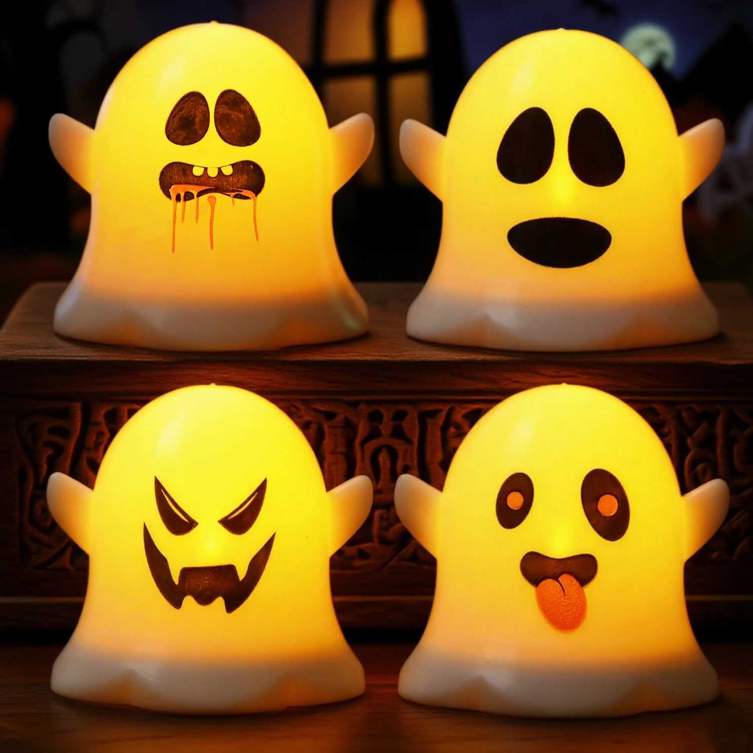Halloween Decorations LED Candle Light Plastic Ghost Skull Lamp for Home Bar Haunted House Halloween Party Decoration Horror Props XJ250804
