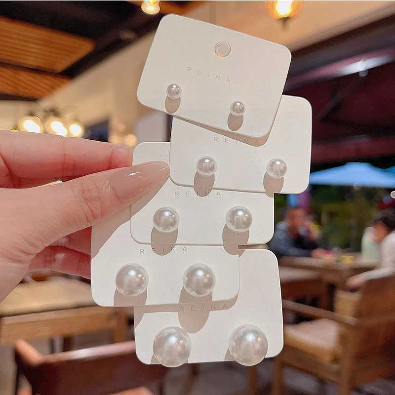 6/8/10/12/14MM Simple Exquisite White Pearl Stud Earrings for Women Girls Minimalist Ear Jewelry Gifts Round Pearl Earrings Y250804