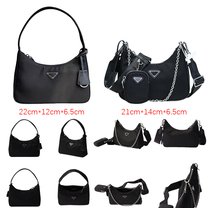 Designer bag Re-Edition Nylon Bag Shoulder Bags Luxury Handbag Wallet Fashion Leather Crossbody Clutch Half Moon Bag for Woman Mens Underarm Classic Bag