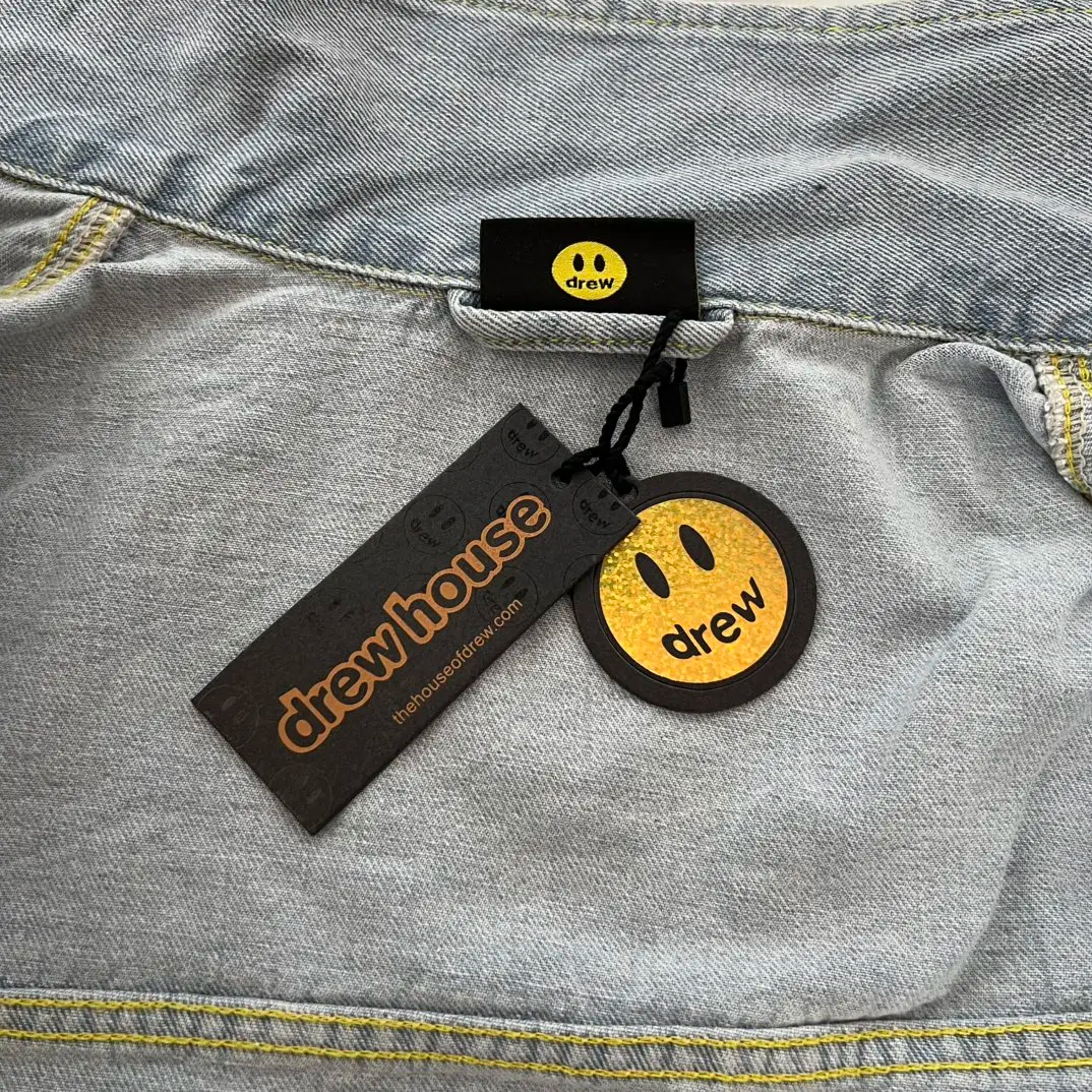 Drew House Smiling Printing logo Men's Clothing autumn and winter designer niche American retro print loose denim jacket Coats