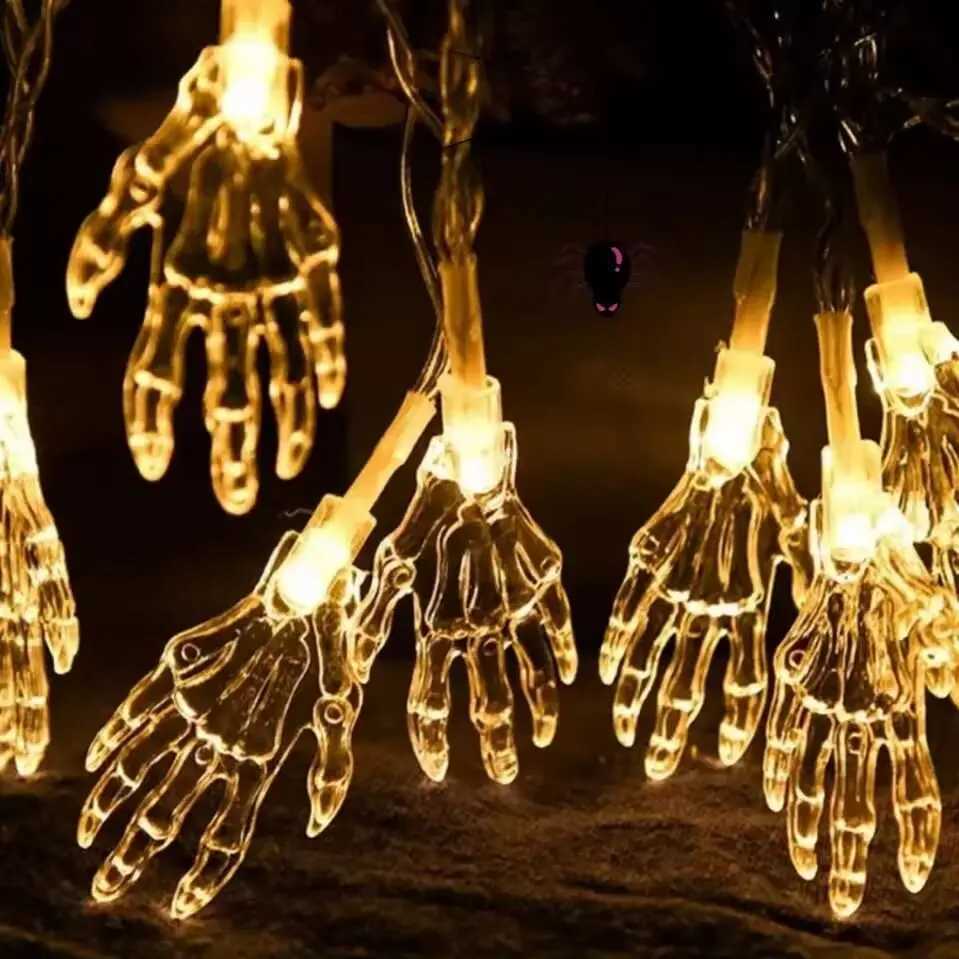 Halloween LED Ghost Claw String Lights Battery Powered Decoration Lamp Horror Atmosphere Lights for Festive Party Haunted House XJ250804