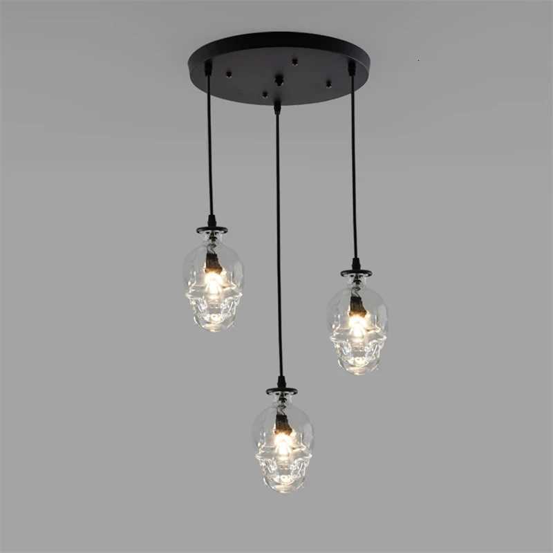 American Loft Retro Bar Pendant Lamp Skull Glass Wine Bottle LED Hanging Light Restaurant Coffee Shop Decoration Indoor LightingXJ250804
