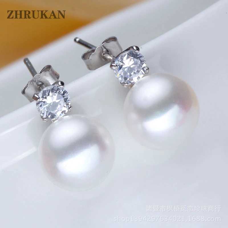 Natural Pearl Stud Earrings AAAA Freshwater Pearls 8-9mm 925 Sterling Silver Earrings for Women Jewelry Gift ZHRUKAN Y250804