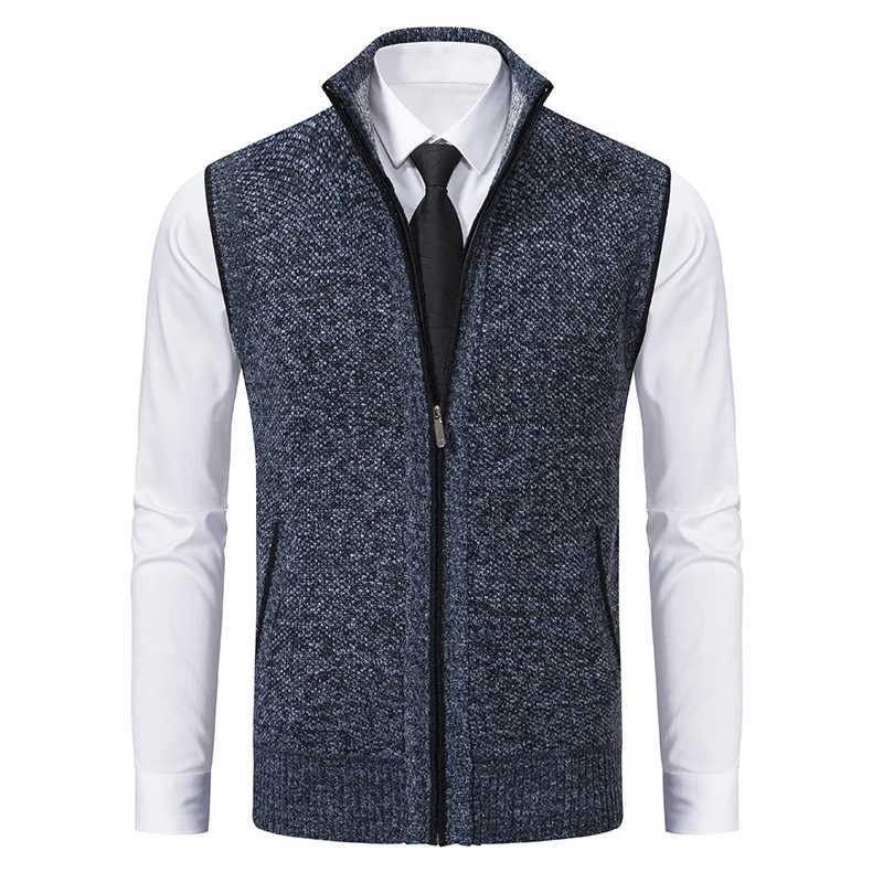 Mens Clothes Sleeveless Jacket Knit Vest Cardigan Full Zip Spring Autumn Brown Casual Sports Coat Homme Sweater Vests XJ250805