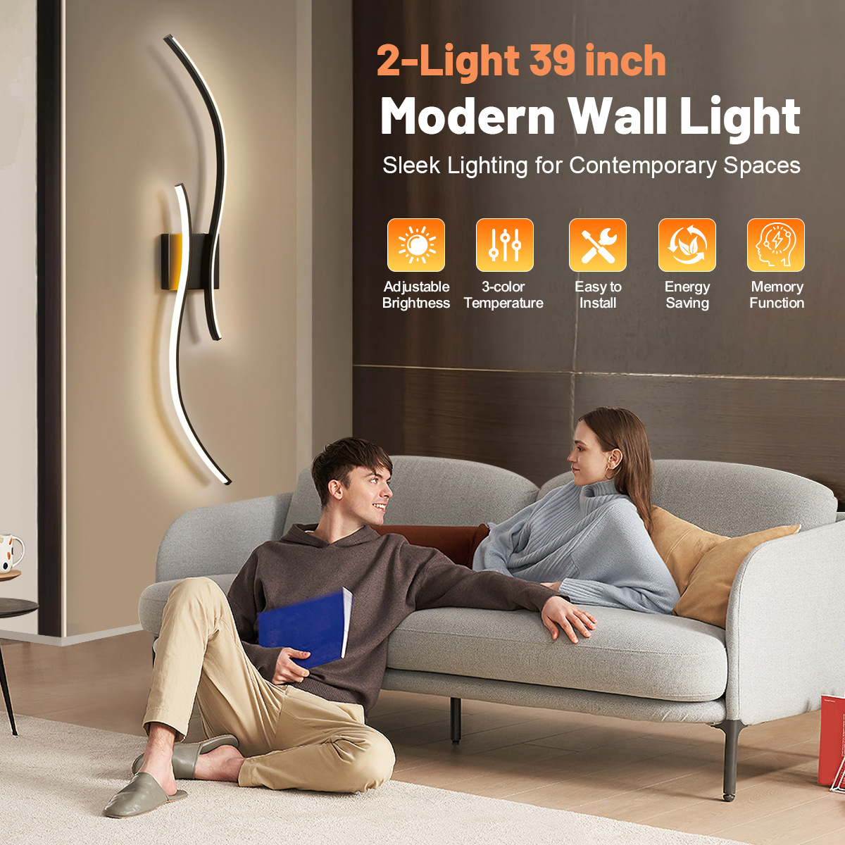 Star-Moon Dual Color One-Piece S Shape Wall Lamp Elegant lines, minimalist modernism Available in two colors-HCP018