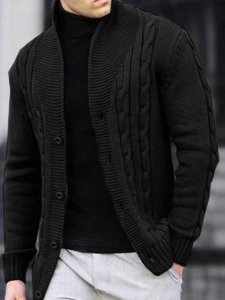 Mens Casual V-Neck Button-Up Cardigan Solid Color Knit Sweater for Fall Winter Machine Washable knitwear coat mens sweater XJ250805