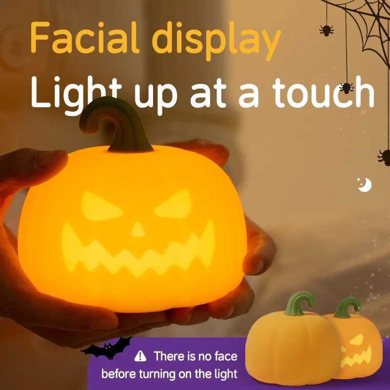 Led Pumpkin Night Light for Halloween Party Decor Dimmable Bedside Lamp Rechargeable Touch Night Lamp Warm White or 7 Colors XJ250804
