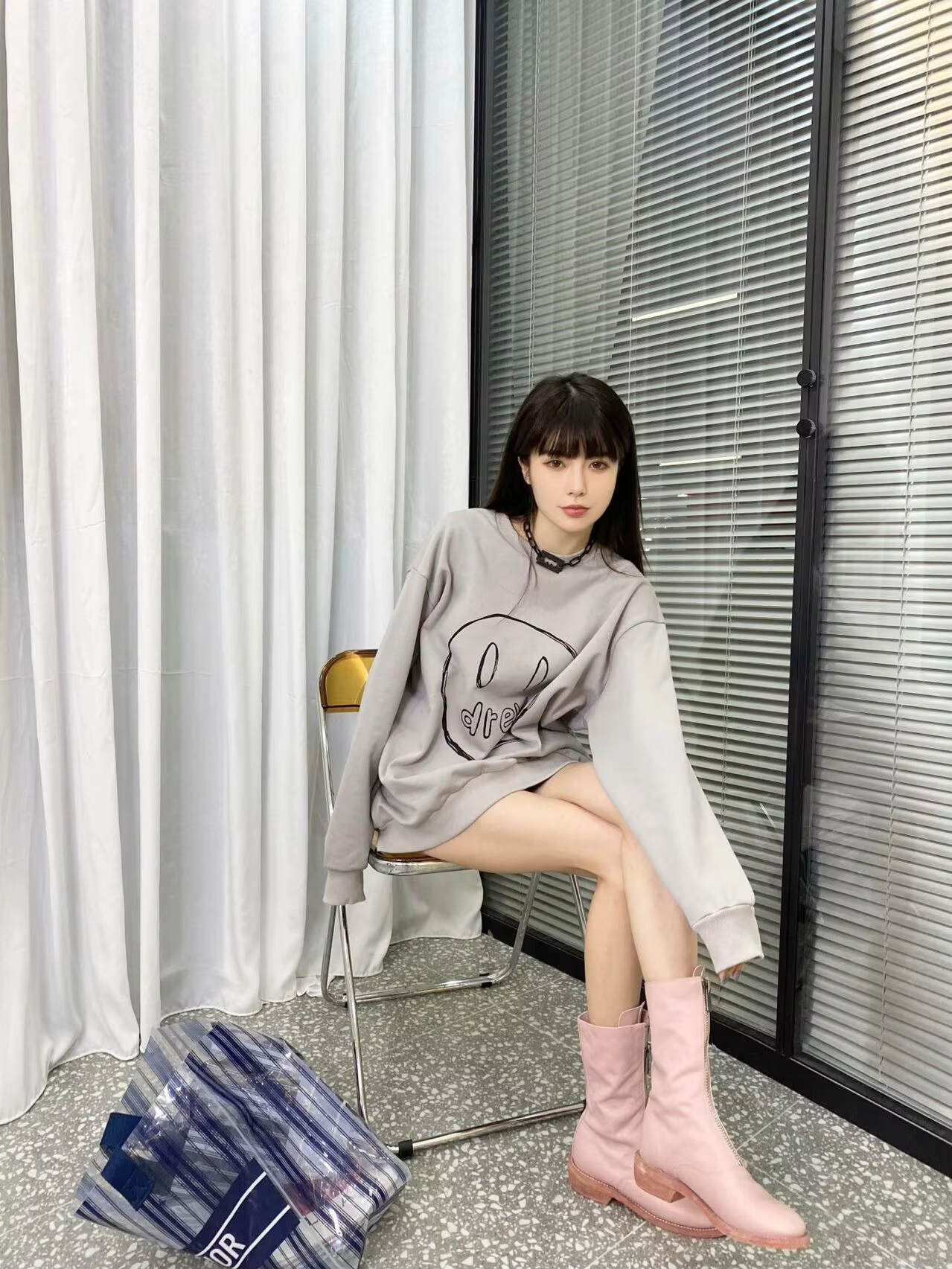 Drew House Long-sleeved sweatshirt with embroidered logo Men Hip Hop Pullover Sweatshirt Unisex Couple Casual Hoodie Sweatshir