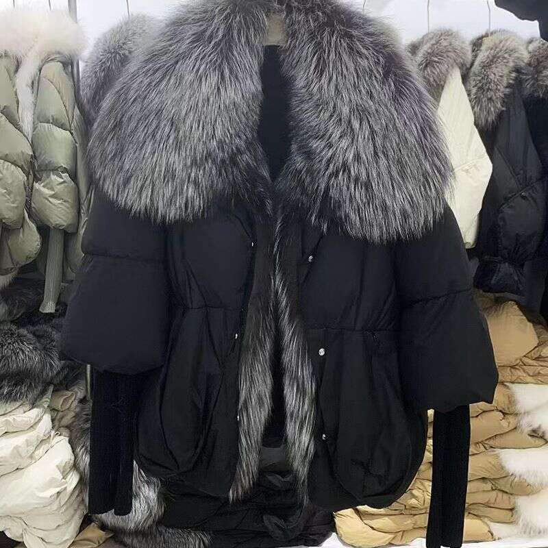 Women's Clothing 2024 New Women's Winter Warm Real Fox Large Fur Collar Placket 90 White Duck Down Jacket