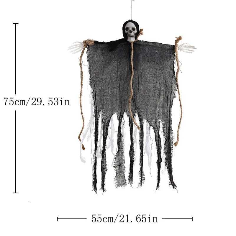 Hanging Skeleton Ghosts Scary Flying Ghost with Wizard Hat for Haunted House Decoration Patio Porch Skull PropXJ250804