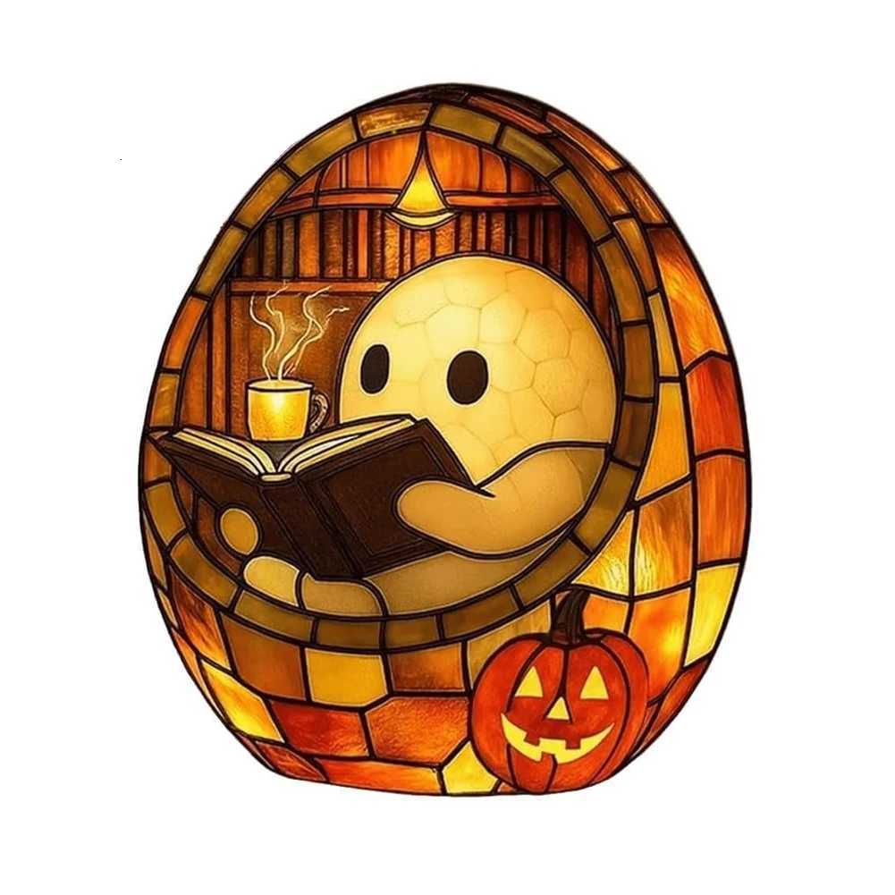 Ghost Reading Book Lamp Adorable Ghost Reading Night Light Halloween Decor for Readers Book Lovers XJ250804