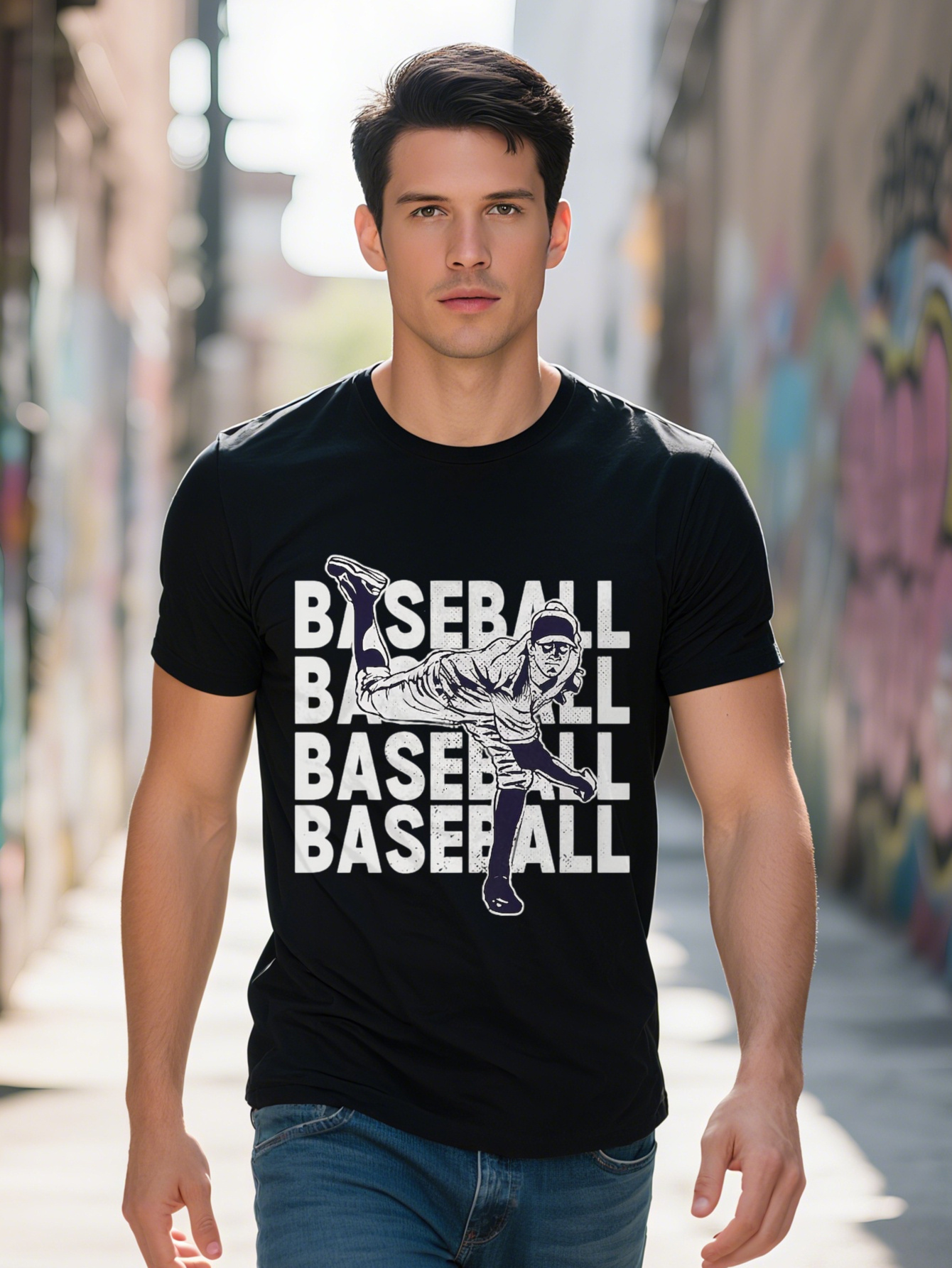 Funny Baseball Player Ball Sports Fan Dad Mom Premium T-Shirt-220G 78394