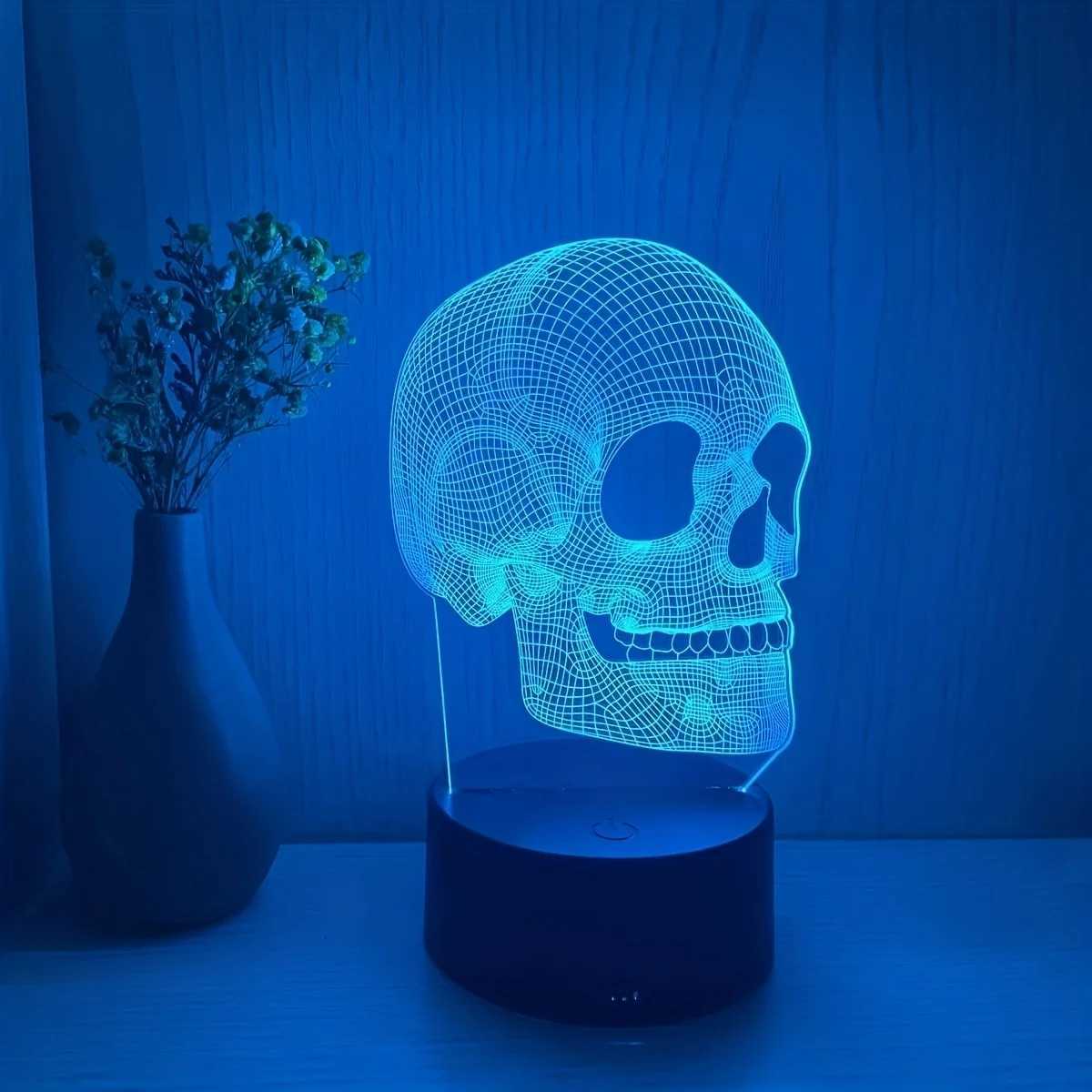 Creative USB Night Light with Skull Main Image Halloween Holiday Gift for Friends Atmosphere Decorative Light XJ250804