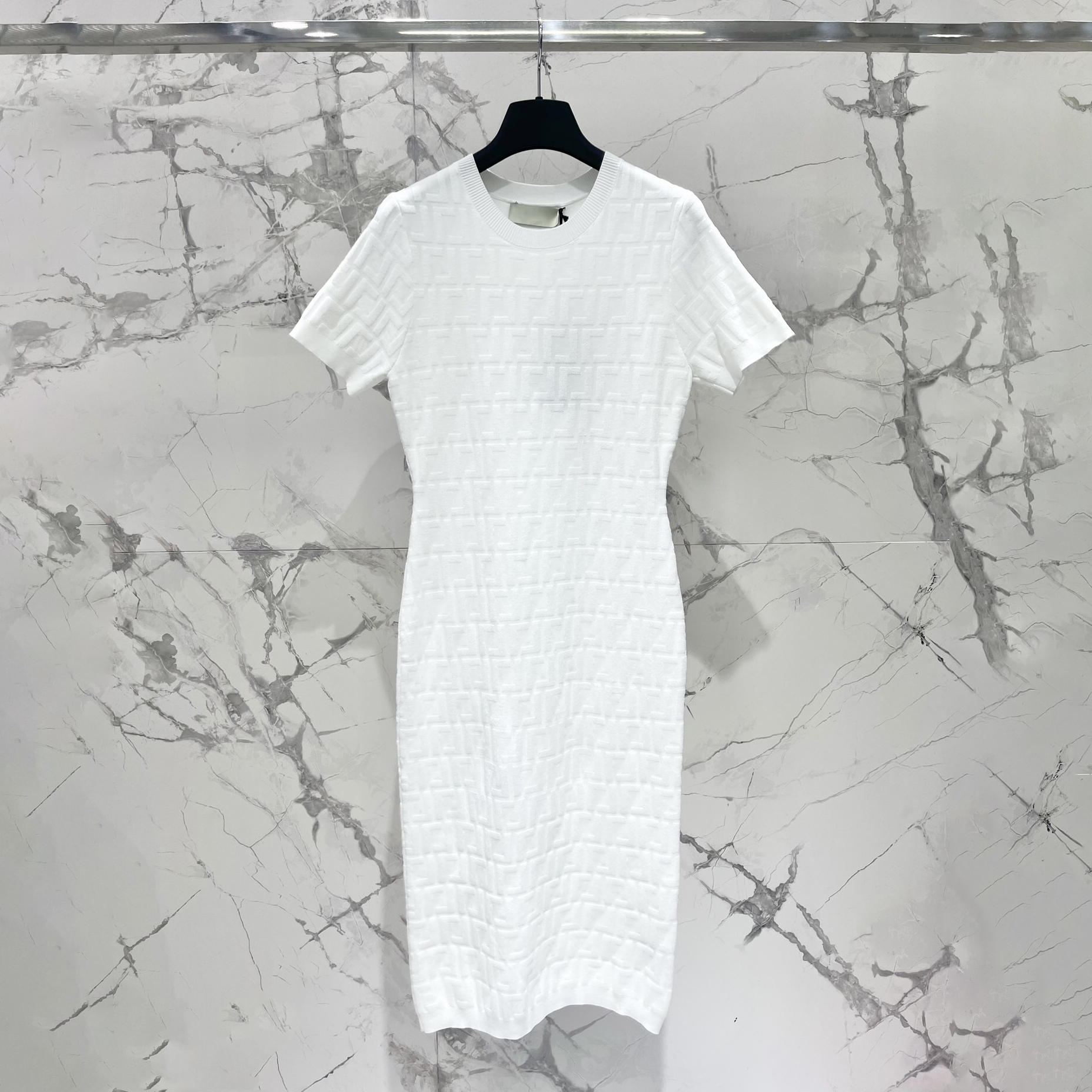 Designer Women's Short sleeved Knitted Dress with Classic Pattern Embroidered Print Round Neck Spring and Autumn Fashion Women's Wear