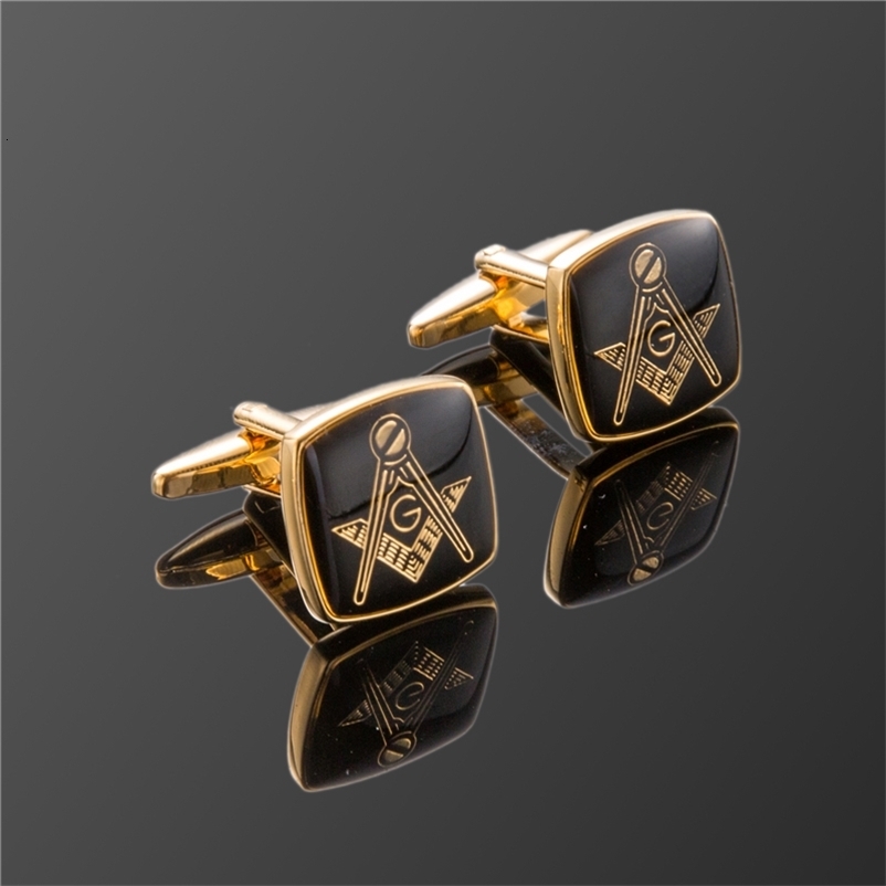 Fashion men cuff links freemasonry cufflinks masonic cuff buttons sleeve for masonry square and compass with G 250804