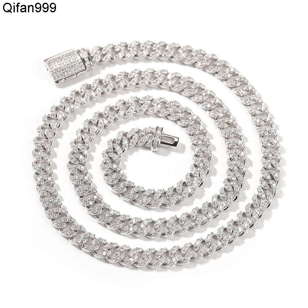 Hip Hop 6mm925 Silver Moissanite Mens Custom Cuban Chain