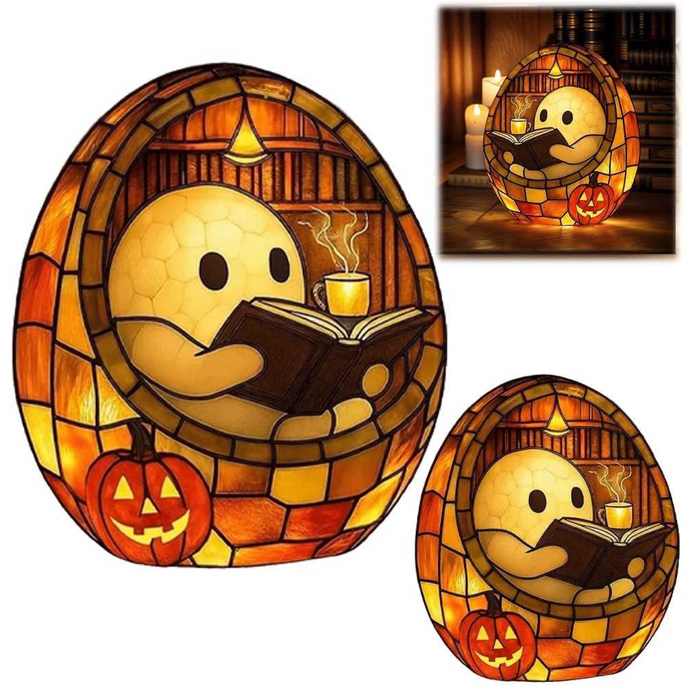 Halloween Ghost Reading Book Lamp Adorable Ghost Reading Night Light Halloween Readers Bookish Aesthetic Light Halloween Decor XJ250804