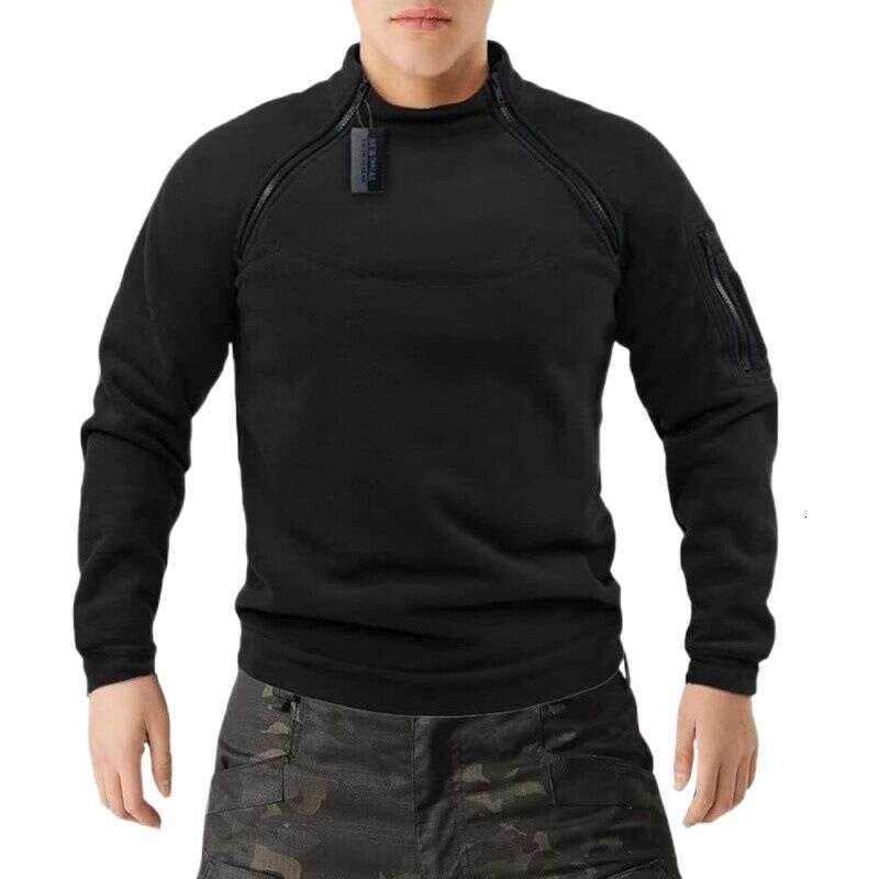 European Men's Tactical Hoodie, Spring New Hunting Jacket, Warm And Breathable Side Zipper Fleece Pullover
