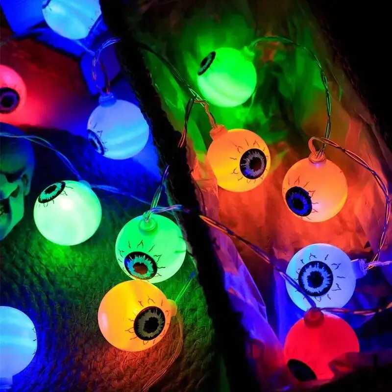 1PC Halloween Eyeball LED Lights Battery Powered Decoration String Lights Haunted House Bar Holiday Party Spooky Lighting XJ250804