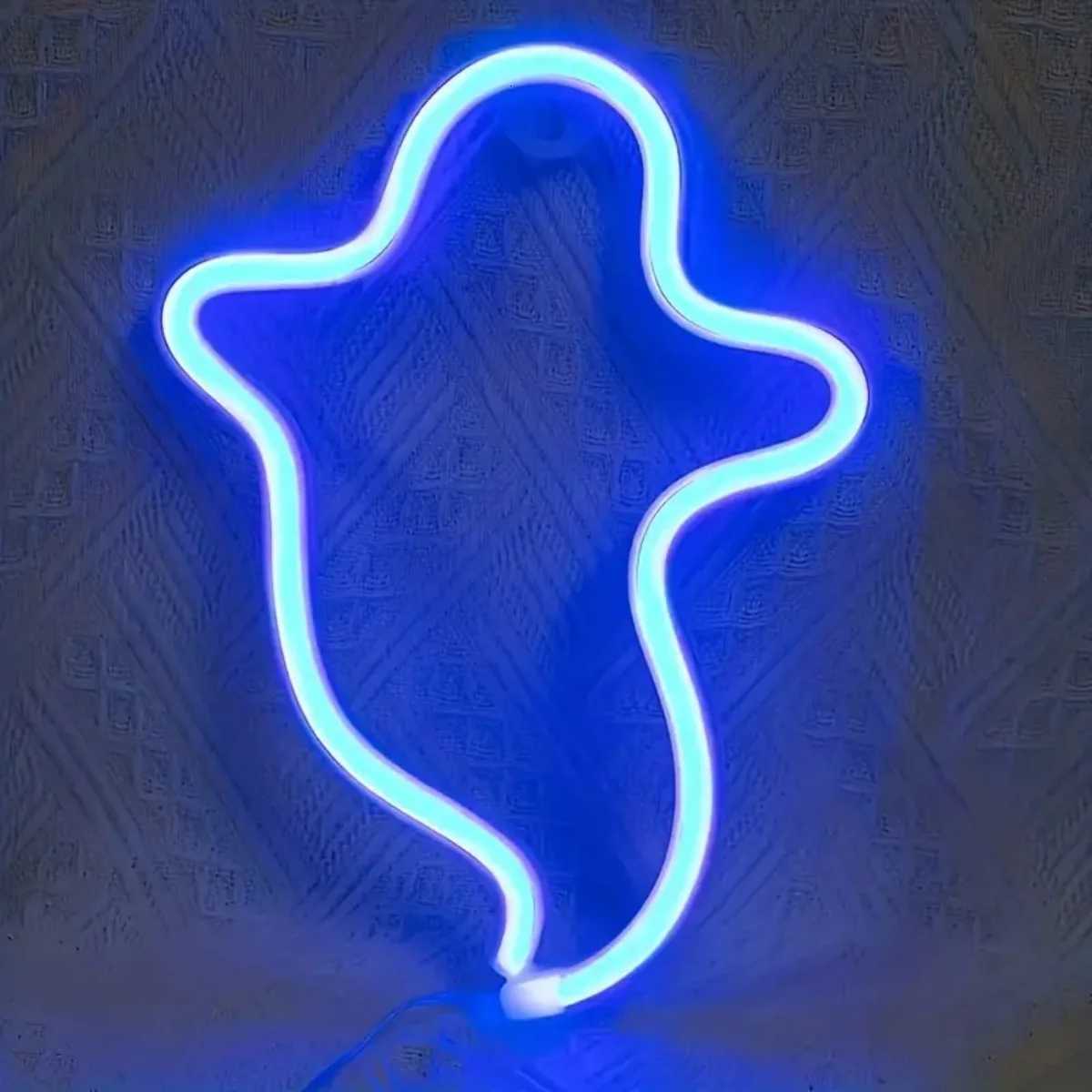 1PC Halloween Bat And Ghost Shape Neno Sign Light LED Neon Decorative Night Light Atmosphere Table Lamp For Indoor Bedroom Decor XJ250804