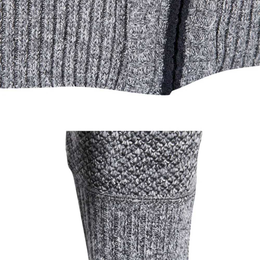 Autumn Winter New Men Trendy Knitted Cardigan Fleece Zipper Sweater Mens Warm Coat Stand-up Collar Solid Color Sweater Cardigan XJ250805