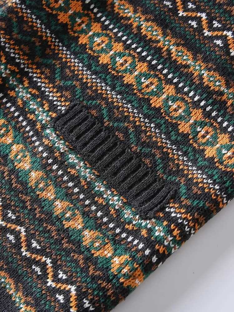 Nordic Cattle Wool Jacquard Weaving Autumn and Winter Mens Retro Fer Style Green Fruit Collar Knitted Cardigan JacketsXJ250805