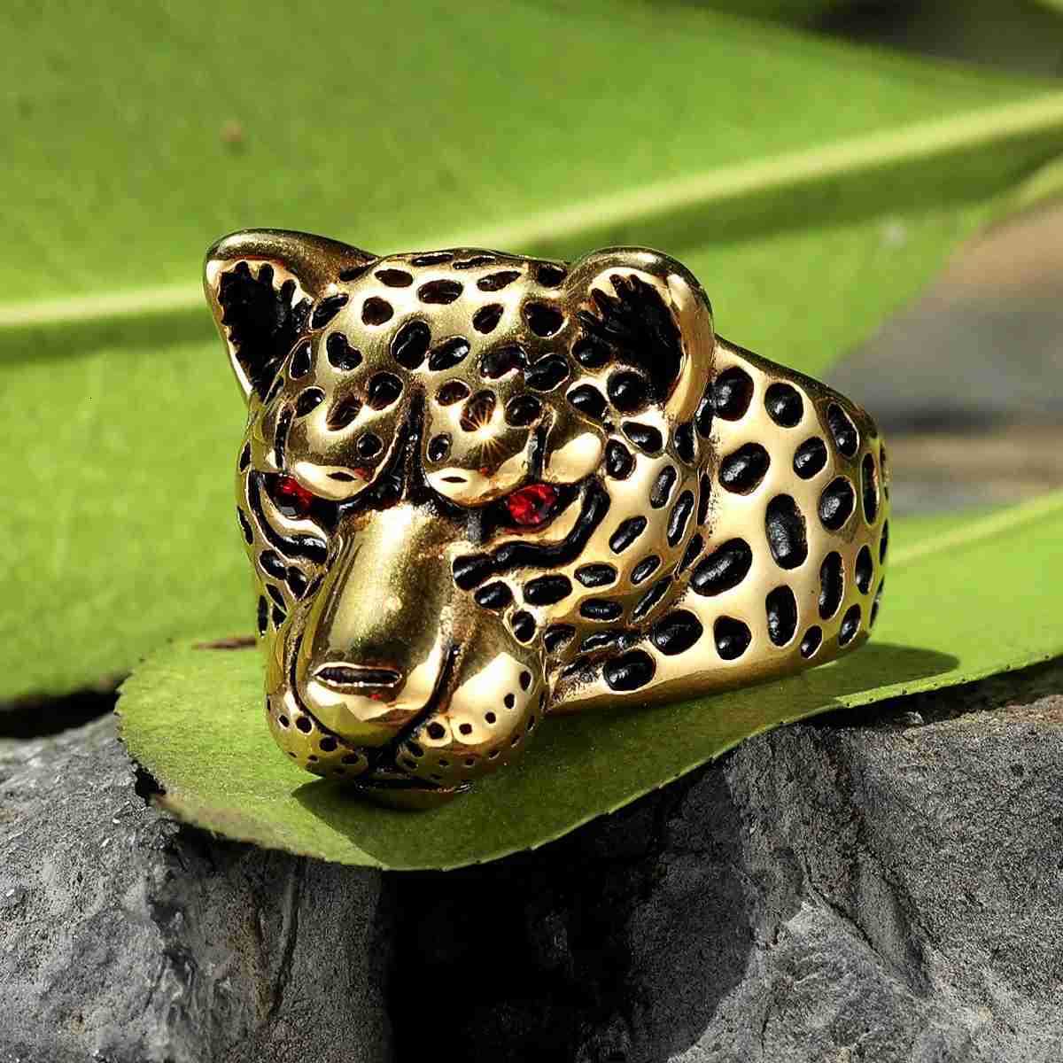 Stainless Steel Men Rings Jaguar Leopard Animal Punk Vintage for Women Biker Fashion Jewelry Halloween Creative Gift M250805