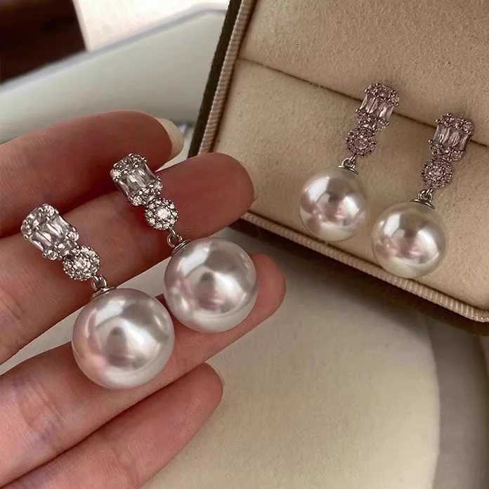 925 Sterling Silver Zircon Pearl Geometric Stud/Clip Earrings for Women Classic Fine Jewelry Minimalist Accessories Y250804