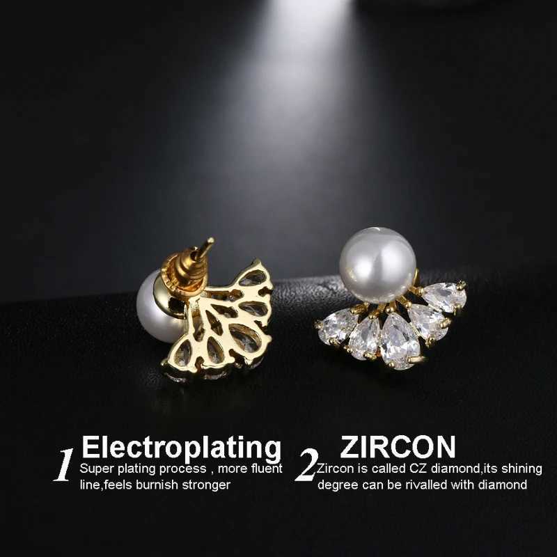Fashion Elegant Women Imitation Pearl Stud Earrings With AAA Cubic Zircon Shining Studs Ear Indian Jewelry Earrings AE457 Y250804