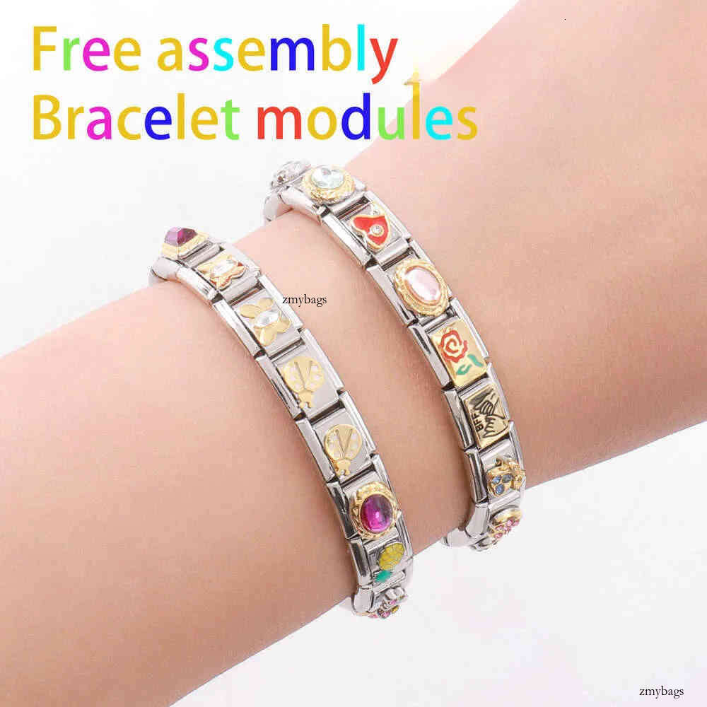 Customized Nomination Stainless Steel Charms Bracelet 1000 Style DIY Module Fashion Letter And Totem Stretch Bangle For Everybody Jewelry