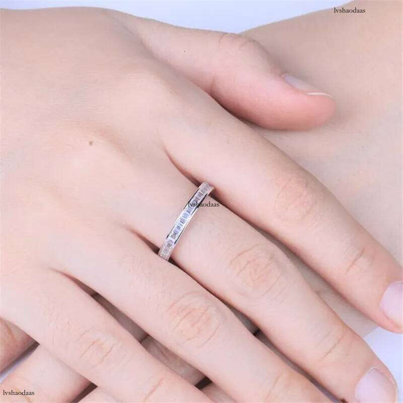 Choucong Brand New Jewelry Pure 100% Sterling Sier Full T Princess Cut White Topaz Gemstones Wedding Band Ring Gift Never Fade