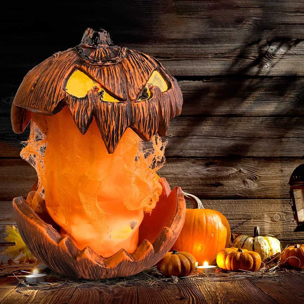 100pcs Halloween Decorations Unique LED Devil Pumpkin Lantern Halloween Evil Pumpkin Lamp for Haunted House Porch Yard Party Decor XJ250804