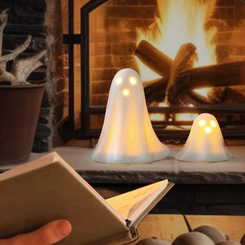 3Pcs Light Up Ghosts For Indoor Halloween Decorations Battery Powered White Mini Ghost Figurines With LED For Spooky Halloween XJ250804