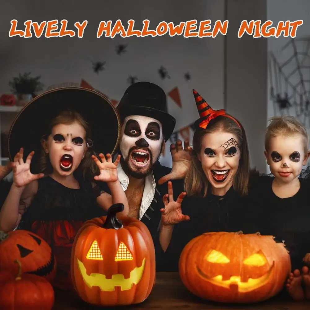 Resin Pumpkin Ornament Spooky Halloween Pumpkin Lanterns for Haunted Party Decor Resin Led Pumpkin Figurines for Garden XJ250804