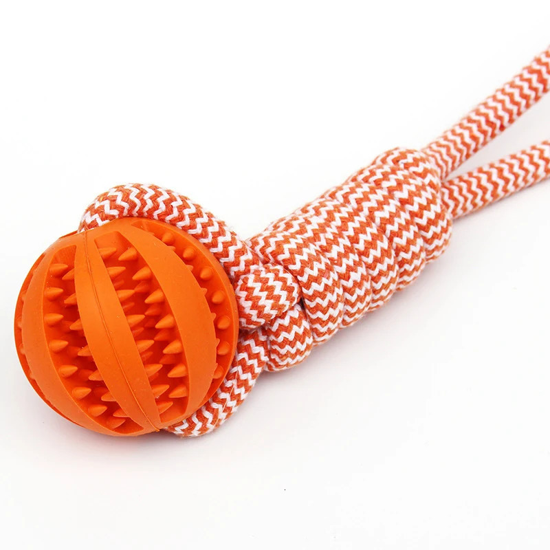 2026 New Tooth Cleaning Pet Ball With Rope Rubber Leaking Balls Toy For Small Large Dogs Puppy Chewing Bite Resistant Toys 250804 Free Shipping