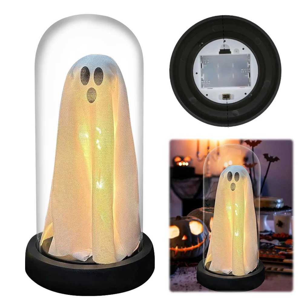 Halloween Decor Light Up Ghost in Plastic Cloche Cute Ghost with Light Halloween Ghost Night Light for Home Party Decor XJ250804