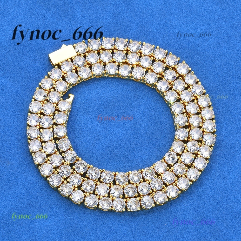 Hip Hop S925 Silver Moissanite Necklace with Spring Clasp Wholesale Tennis Chain