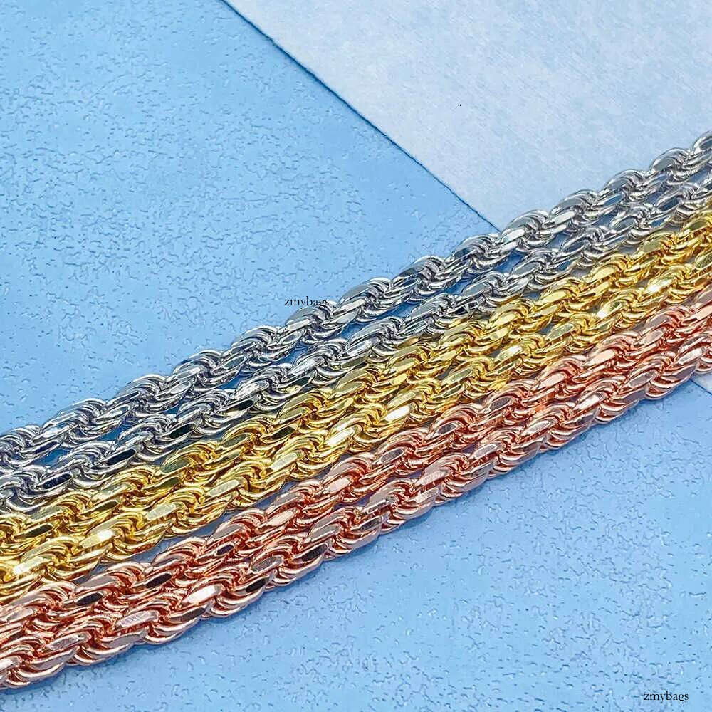Trendy Sterling Sier Rope 6mm Moissanite Rose Gold Plated Cuban Chain Jewelry