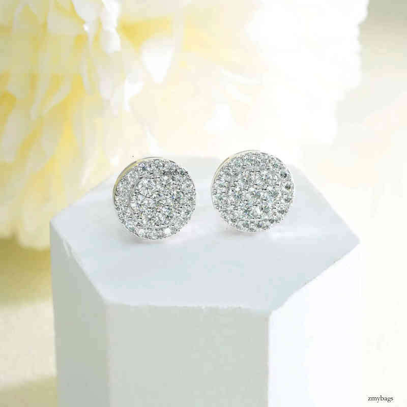 Round cluster s sterling sier gold plated micro pave studs screw back women men vvs dia moissanite earring stud
