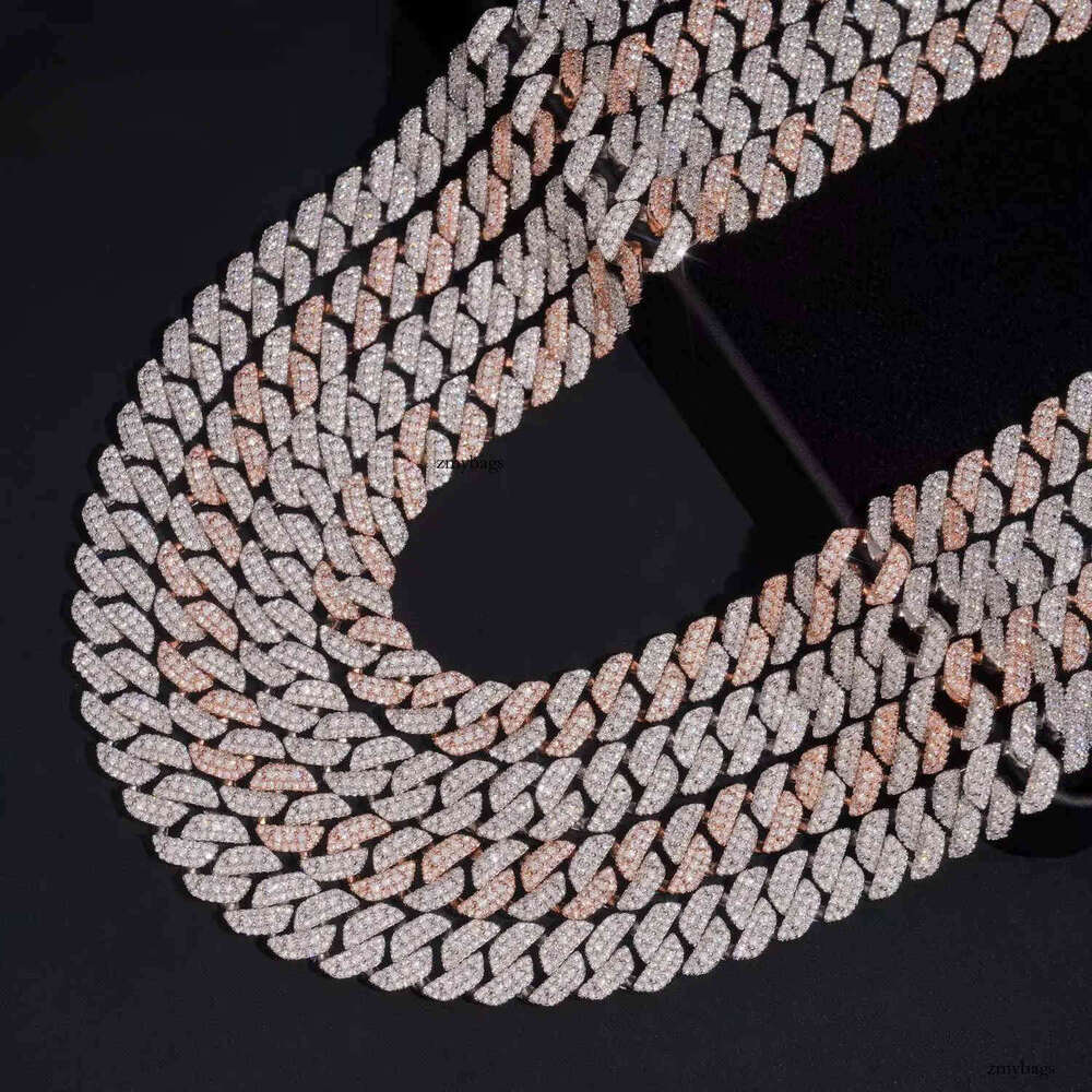 New Stocks 13mm 3 Rows Sterling Sier Hip Hop Jewelry Men Necklace Bracelet Iced Out Moissanite Dia Cuban Link Chain