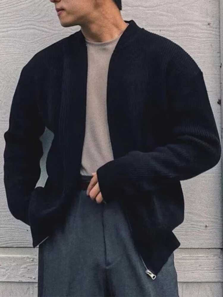 Fashionable Mens Slim Knitting Jackets 2025 Autumn New Casual Solid Color Knit Coats Men Vintage O Neck Zip-Up Knitted Cardigan XJ250805