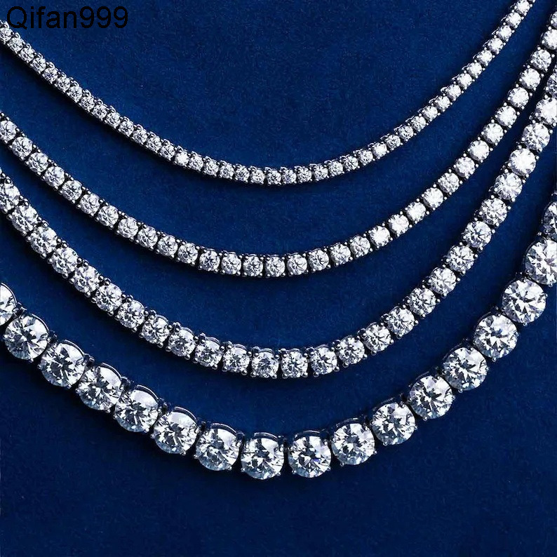 Factory Custom 925 Silver with 2 3 4 5 6mm Moissanite Cluster GC Certified Affordable Tennis Chain