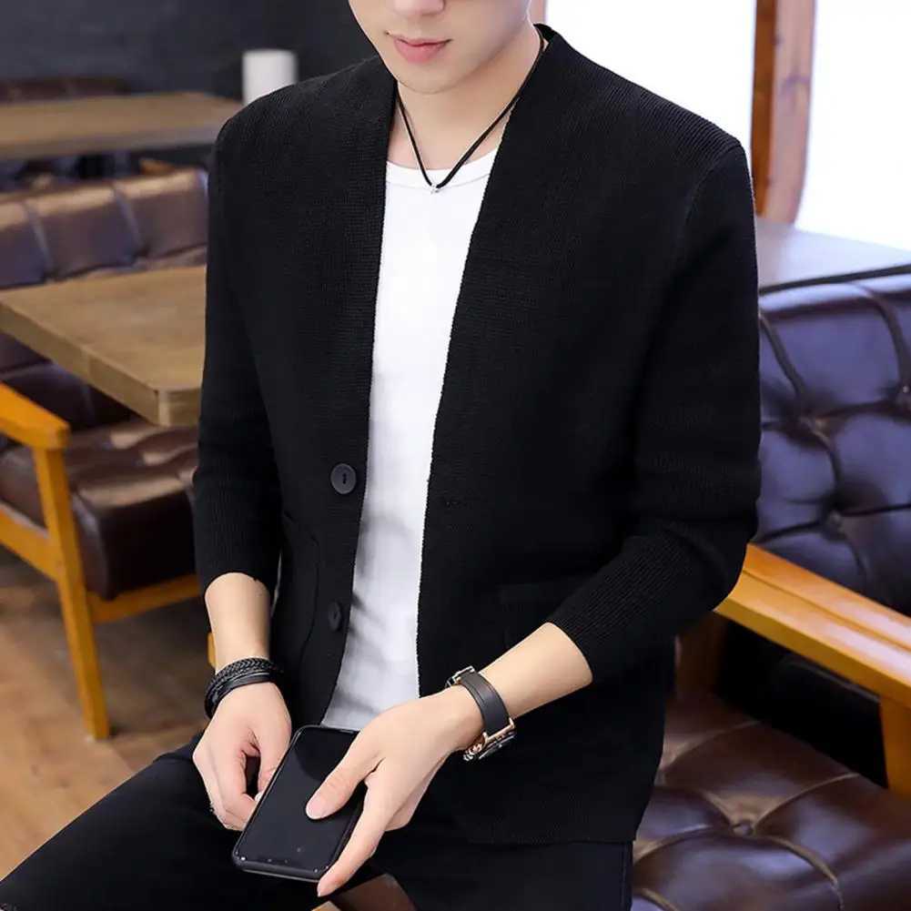 Classic Men Cardigan Men Sweater Stylish Mens Knitwear Coat Single-breasted Solid Color Cardigan with Elastic for Fall/Winter XJ250805