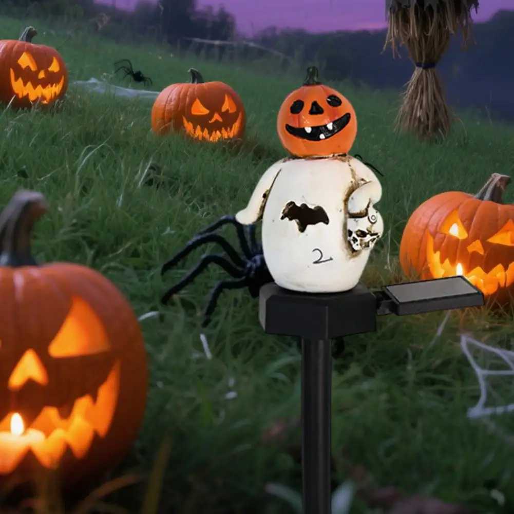 Waterproof Halloween Outdoor Decor Autumn Patio Display Lights Halloween Solar Pumpkin Skull Pathway Lights for Outdoor Yard XJ250804