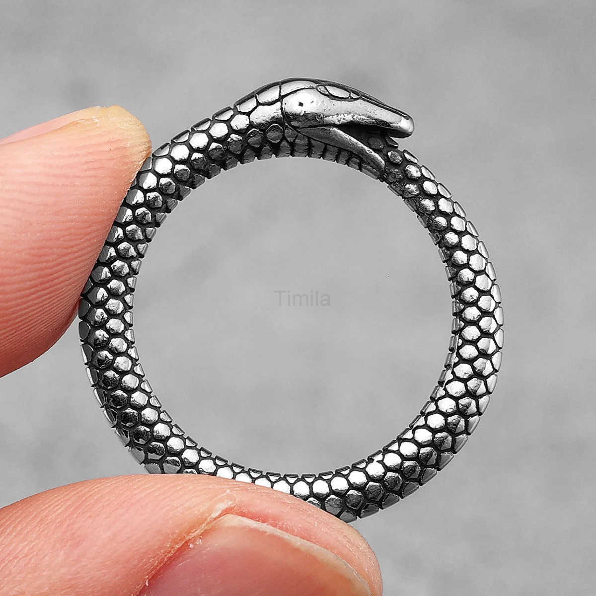 Stainless Steel Men Rings Snake Animal Ouroboros Punk Trendy for Women Biker Fashion Jewelry Halloween Creativity Gift U250805
